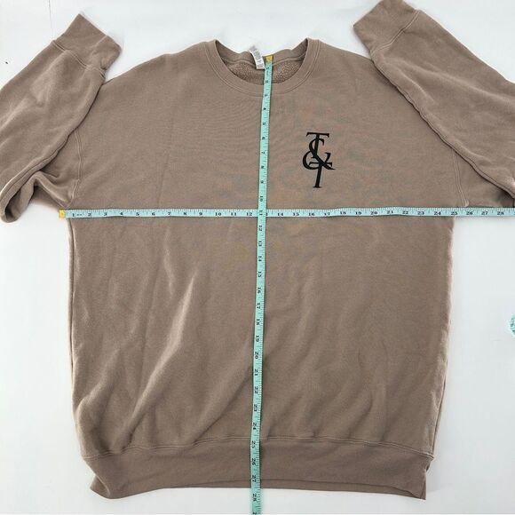 Trendy and Tipsy Nashville Long Sleeve Oversized Crewneck Sweater Taupe XL - Picture 8 of 8